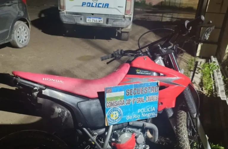Detuvieron a dos hombres que llevaban a tiro una moto robada en el barrio Lavalle de Viedma